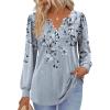 imageZeagoo Fall Tops for Women Long Sleeve Button Up Shirts Floral Tunics V Neck Pullover BlouseGrey Floral 01