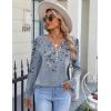 imageZeagoo Fall Tops for Women Long Sleeve Button Up Shirts Floral Tunics V Neck Pullover BlouseGrey Floral 01