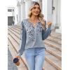 imageZeagoo Fall Tops for Women Long Sleeve Button Up Shirts Floral Tunics V Neck Pullover BlouseGrey Floral 01