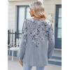 imageZeagoo Fall Tops for Women Long Sleeve Button Up Shirts Floral Tunics V Neck Pullover BlouseGrey Floral 01