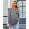 imageZeagoo Fall Tops for Women Long Sleeve Button Up Shirts Floral Tunics V Neck Pullover BlouseGrey Floral 02