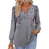 imageZeagoo Fall Tops for Women Long Sleeve Button Up Shirts Floral Tunics V Neck Pullover BlouseGrey Floral 02
