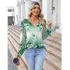 imageZeagoo Fall Tops for Women Long Sleeve Button Up Shirts Floral Tunics V Neck Pullover BlouseLight Green Floral