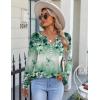 imageZeagoo Fall Tops for Women Long Sleeve Button Up Shirts Floral Tunics V Neck Pullover BlouseLight Green Floral