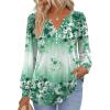 imageZeagoo Fall Tops for Women Long Sleeve Button Up Shirts Floral Tunics V Neck Pullover BlouseLight Green Floral