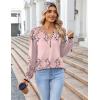 imageZeagoo Fall Tops for Women Long Sleeve Button Up Shirts Floral Tunics V Neck Pullover BlousePink Floral