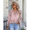 imageZeagoo Fall Tops for Women Long Sleeve Button Up Shirts Floral Tunics V Neck Pullover BlousePink Floral