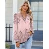 imageZeagoo Fall Tops for Women Long Sleeve Button Up Shirts Floral Tunics V Neck Pullover BlousePink Floral