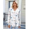 imageZeagoo Fall Tops for Women Long Sleeve Button Up Shirts Floral Tunics V Neck Pullover BlouseWhite Floral 01