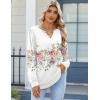 imageZeagoo Fall Tops for Women Long Sleeve Button Up Shirts Floral Tunics V Neck Pullover BlouseWhite Floral 02