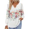imageZeagoo Fall Tops for Women Long Sleeve Button Up Shirts Floral Tunics V Neck Pullover BlouseWhite Floral 02