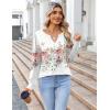 imageZeagoo Fall Tops for Women Long Sleeve Button Up Shirts Floral Tunics V Neck Pullover BlouseWhite Floral 02