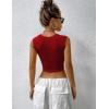 imageZeagoo Womens 2025 Sexy Square Neck Sleeveless Crop Tops Trendy Basic Ribbed Tank TopsRed