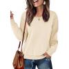 imageZeagoo Womens Casual Sweatshirts Crewneck Long Sleeve Fuzzy Fleece Jackets Side Slit Midweight Pullover Fall Fashion 2025Beige