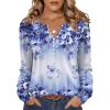 imageZeagoo Fall Tops for Women Long Sleeve Button Up Shirts Floral Tunics V Neck Pullover BlouseBlue Purple Floral