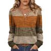 imageZeagoo Fall Tops for Women Long Sleeve Button Up Shirts Floral Tunics V Neck Pullover BlouseCaramel Colorblock