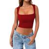 imageZeagoo Womens 2025 Sexy Square Neck Sleeveless Crop Tops Trendy Basic Ribbed Tank TopsRed
