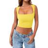 imageZeagoo Womens 2025 Sexy Square Neck Sleeveless Crop Tops Trendy Basic Ribbed Tank TopsYellow