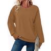 imageZeagoo Womens Casual Sweatshirts Crewneck Long Sleeve Fuzzy Fleece Jackets Side Slit Midweight Pullover Fall Fashion 2025Brown