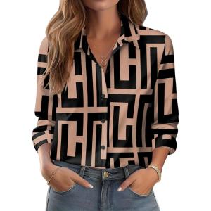 imageZeagoo Womens Button Down Shirts Business Casual Work Blouses Fall Clothes Spring Floral Long Sleeve Dress Tops