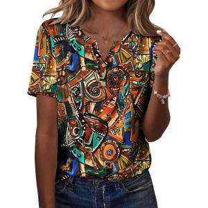 imageZeagoo Womens Summer Tops Casual Short Sleeve V Neck Shirts Business Dressy Work BlousesMulticolor 279