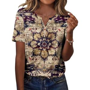 imageZeagoo Womens Summer Tops Casual Short Sleeve V Neck Shirts Business Dressy Work BlousesMulticolor 857