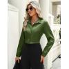imageZeagoo Satin Blouses for Women Casual Long Sleeve Button Down Silk Shirts Dressy Business Work Tunic TopArmy Green