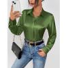 imageZeagoo Satin Blouses for Women Casual Long Sleeve Button Down Silk Shirts Dressy Business Work Tunic TopArmy Green