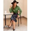 imageZeagoo Satin Blouses for Women Casual Long Sleeve Button Down Silk Shirts Dressy Business Work Tunic TopArmy Green