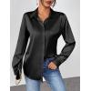 imageZeagoo Satin Blouses for Women Casual Long Sleeve Button Down Silk Shirts Dressy Business Work Tunic TopBlack