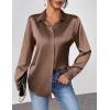 imageZeagoo Satin Blouses for Women Casual Long Sleeve Button Down Silk Shirts Dressy Business Work Tunic TopBrown