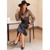 imageZeagoo Satin Blouses for Women Casual Long Sleeve Button Down Silk Shirts Dressy Business Work Tunic TopBrown