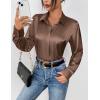 imageZeagoo Satin Blouses for Women Casual Long Sleeve Button Down Silk Shirts Dressy Business Work Tunic TopBrown