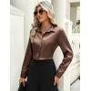 imageZeagoo Satin Blouses for Women Casual Long Sleeve Button Down Silk Shirts Dressy Business Work Tunic TopBrown