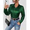 imageZeagoo Satin Blouses for Women Casual Long Sleeve Button Down Silk Shirts Dressy Business Work Tunic TopGreen