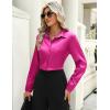 imageZeagoo Satin Blouses for Women Casual Long Sleeve Button Down Silk Shirts Dressy Business Work Tunic TopHot Pink