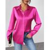 imageZeagoo Satin Blouses for Women Casual Long Sleeve Button Down Silk Shirts Dressy Business Work Tunic TopHot Pink