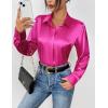 imageZeagoo Satin Blouses for Women Casual Long Sleeve Button Down Silk Shirts Dressy Business Work Tunic TopHot Pink