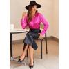 imageZeagoo Satin Blouses for Women Casual Long Sleeve Button Down Silk Shirts Dressy Business Work Tunic TopHot Pink