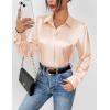imageZeagoo Satin Blouses for Women Casual Long Sleeve Button Down Silk Shirts Dressy Business Work Tunic TopKhaki