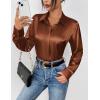 imageZeagoo Satin Blouses for Women Casual Long Sleeve Button Down Silk Shirts Dressy Business Work Tunic TopLight Brown