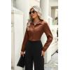 imageZeagoo Satin Blouses for Women Casual Long Sleeve Button Down Silk Shirts Dressy Business Work Tunic TopLight Brown