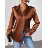 imageZeagoo Satin Blouses for Women Casual Long Sleeve Button Down Silk Shirts Dressy Business Work Tunic TopLight Brown