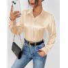 imageZeagoo Satin Blouses for Women Casual Long Sleeve Button Down Silk Shirts Dressy Business Work Tunic TopLight Khaki