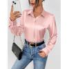 imageZeagoo Satin Blouses for Women Casual Long Sleeve Button Down Silk Shirts Dressy Business Work Tunic TopLight Pink