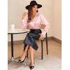 imageZeagoo Satin Blouses for Women Casual Long Sleeve Button Down Silk Shirts Dressy Business Work Tunic TopLight Pink
