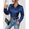 imageZeagoo Satin Blouses for Women Casual Long Sleeve Button Down Silk Shirts Dressy Business Work Tunic TopNavy Blue