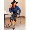 imageZeagoo Satin Blouses for Women Casual Long Sleeve Button Down Silk Shirts Dressy Business Work Tunic TopNavy Blue