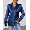 imageZeagoo Satin Blouses for Women Casual Long Sleeve Button Down Silk Shirts Dressy Business Work Tunic TopNavy Blue