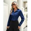 imageZeagoo Satin Blouses for Women Casual Long Sleeve Button Down Silk Shirts Dressy Business Work Tunic TopNavy Blue